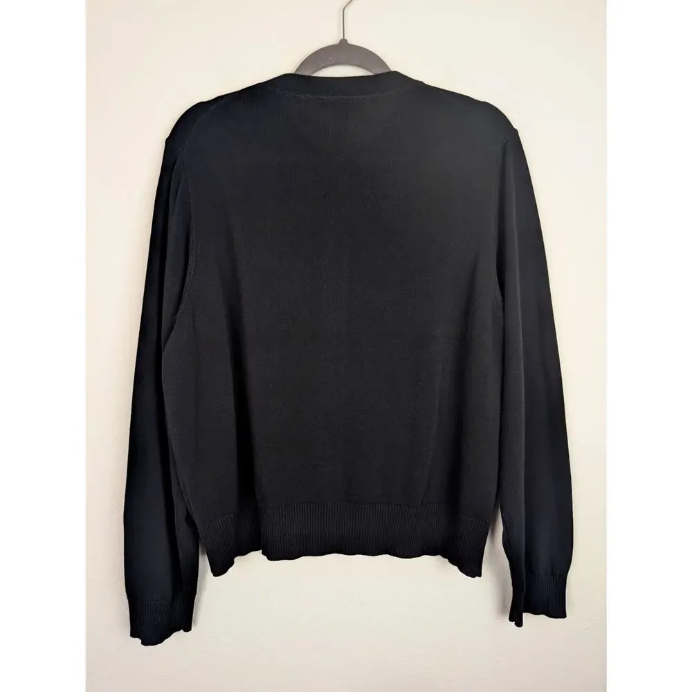 J Crew Jackie Cardigan Sweater Cotton Crepe Preppy Academia Black Size XXL - Picture 5 of 11